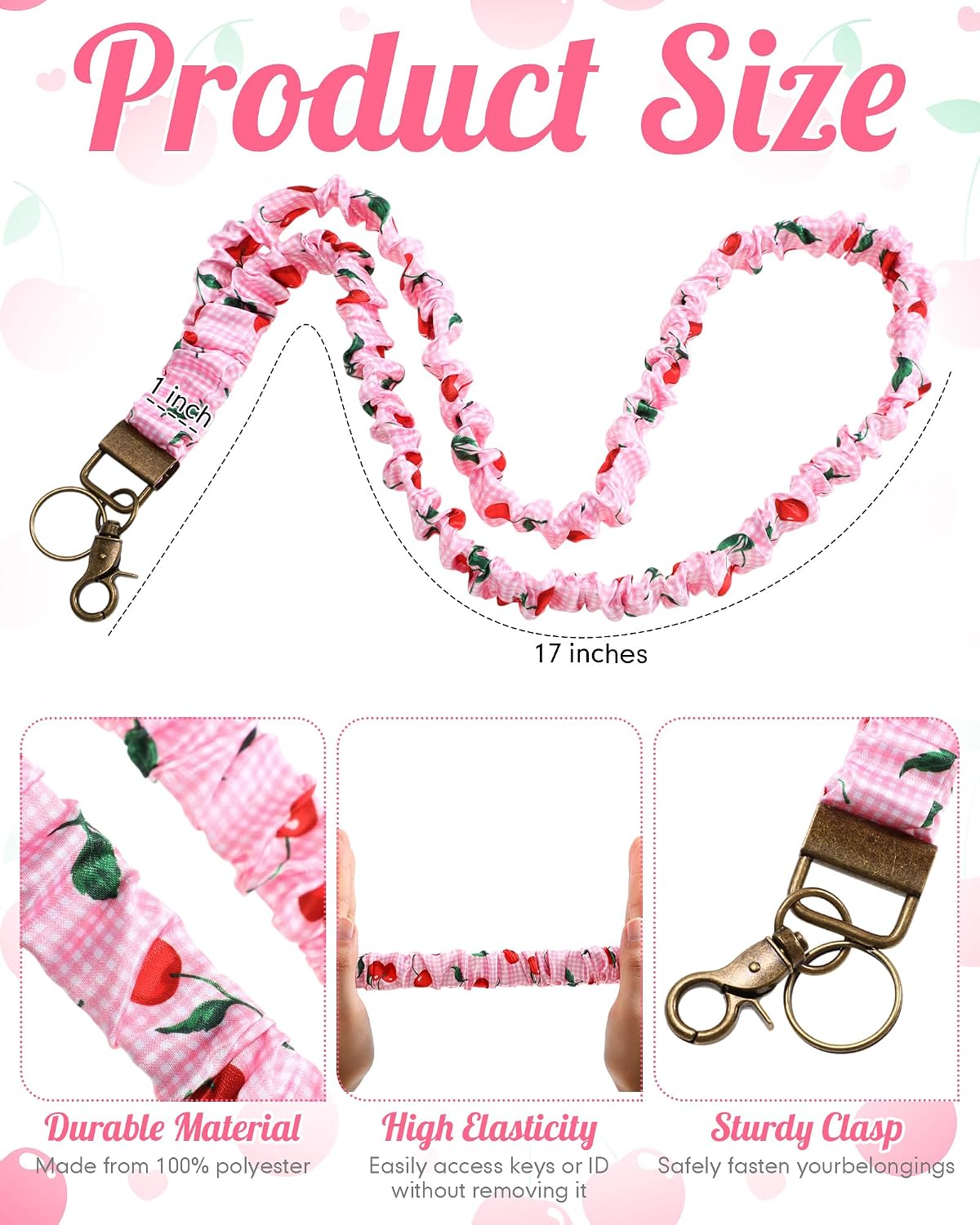 Geyoga Scrunchie Lanyards for ID Badges Keys Teacher Gift Lanyards Cute Stretchy Retractable Keychain Holder for Nurse Women