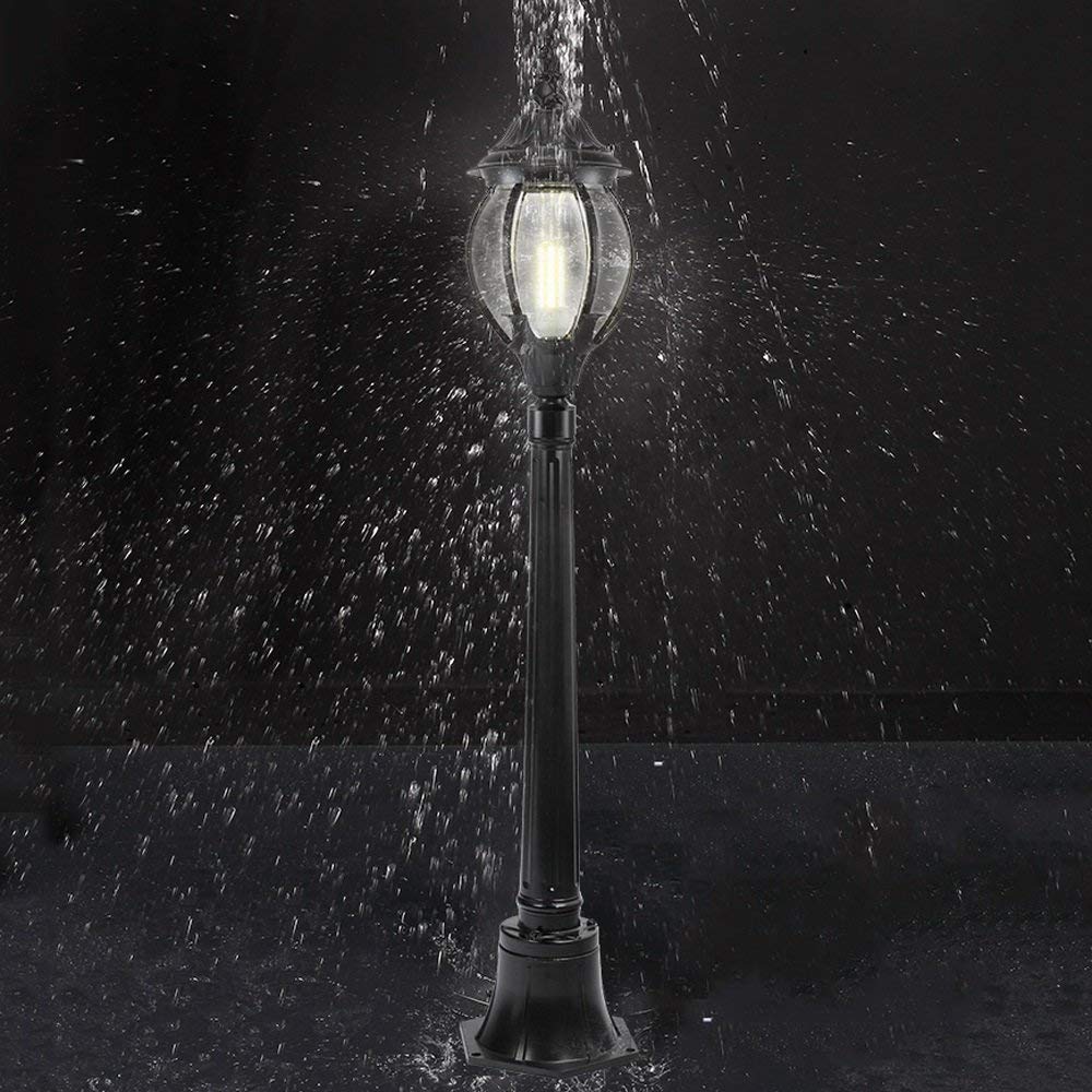 Amerykański retro vintage antyczny wodoodporny szklany ogród trawnikowy europejski słup słupowy lampa aluminiowa willa wspólnota dziedziniec wysoki słup krajobraz trawnik,Black-175cm