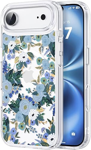 FEWGEY Clear Phone Case for iPhone 17 Air Compatible with Magsafe, Cute Blue Flo