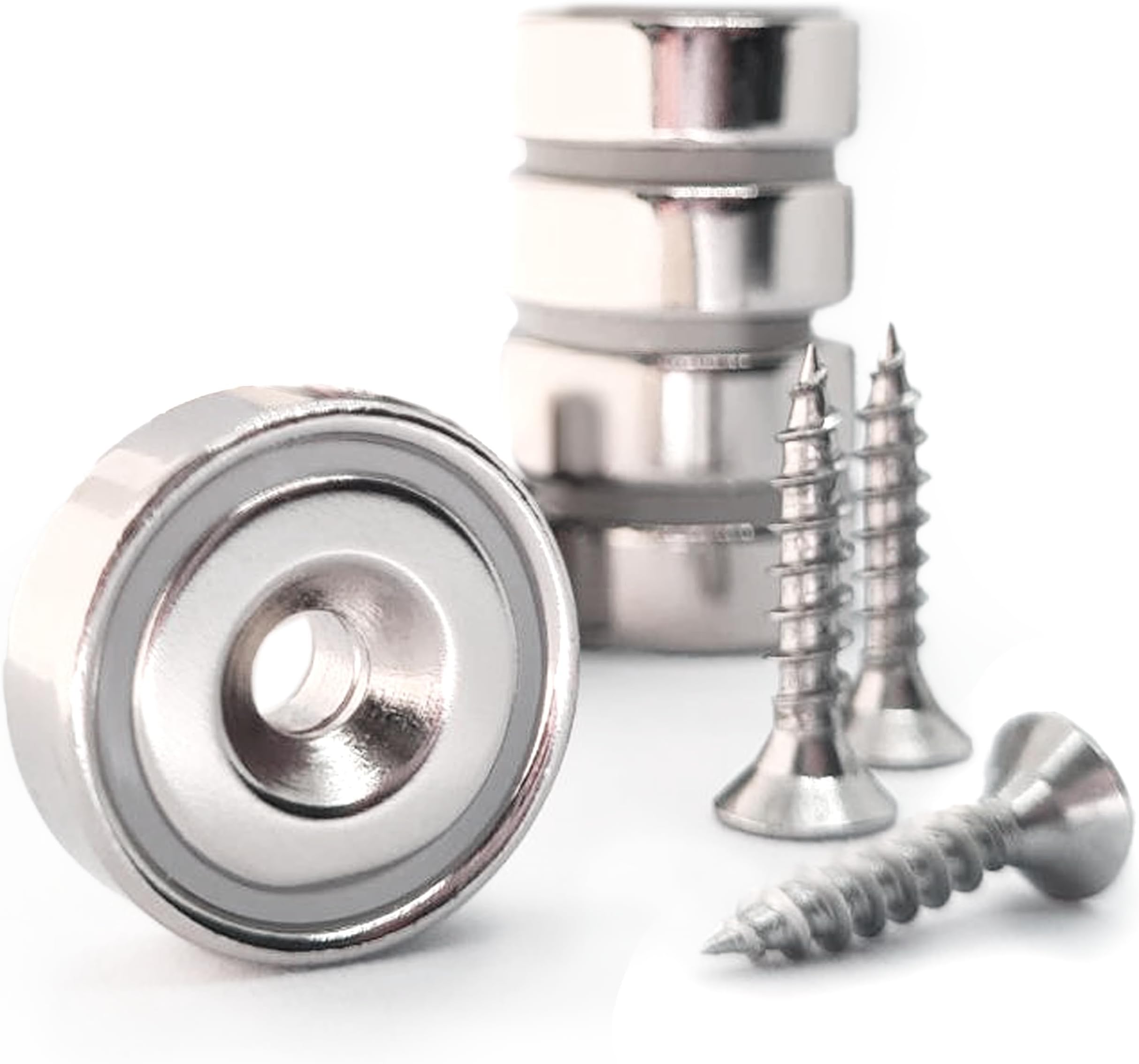 Neodymium Ring Magnet Pack of 5 20 mm - Extra Strong, Black, with Hole & Thread, Screwable for Wall Mounting, Round Magnets for Workshop & Household