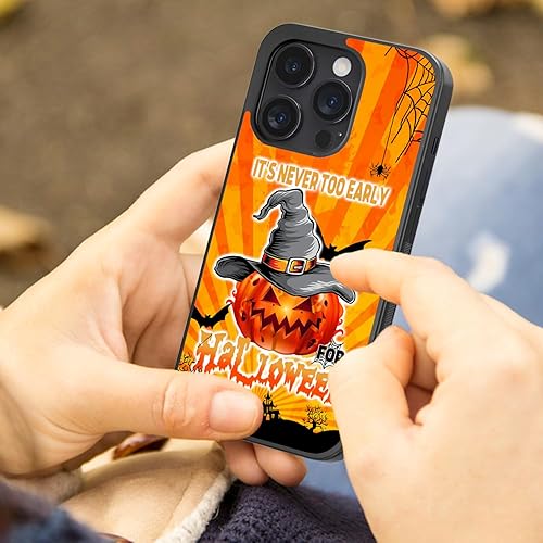 Miniatura 3 de Carcasas de teléfono de Halloween con diseño de calabaza de bruja espeluznante, nunca es demasiado temprano, compatibles con iPhone 15, 14, 13, 12,