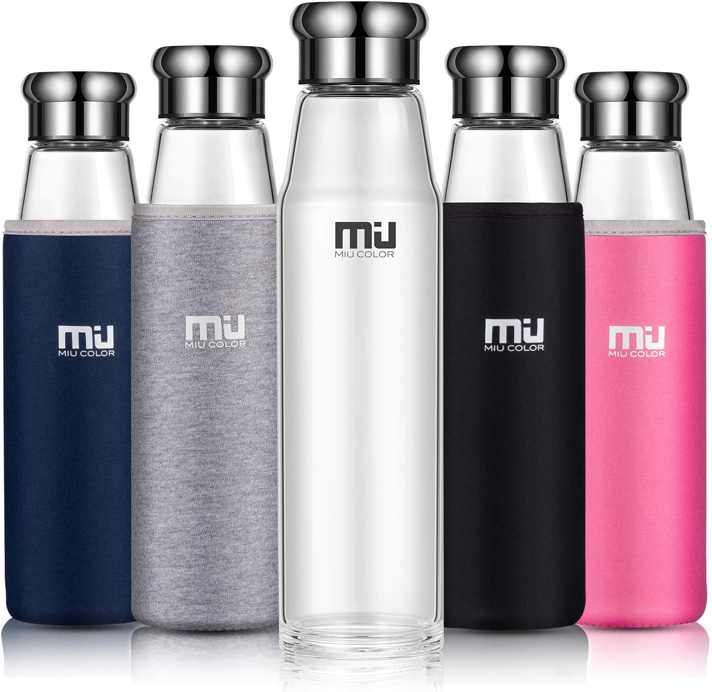 MIU COLOR? 700ml Borosilicate Glass Water Bottle,Large Capacity Water Bottle With Nylon Sleeve,Leak Proof, Easy Clean, Sports, Travel, Yoga, Gym¡­