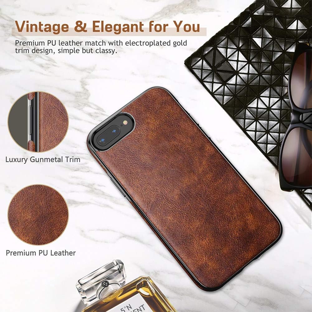 LOHASIC iPhone 8 Plus Case, iPhone 7 Plus Case, Thin Slim Leather Luxury Business PU Soft Non-Slip Grip Full Body Shockproof Protective Cover Phone Cases for iPhone 7 Plus /8 Plus 5.5" - Vintage Brown