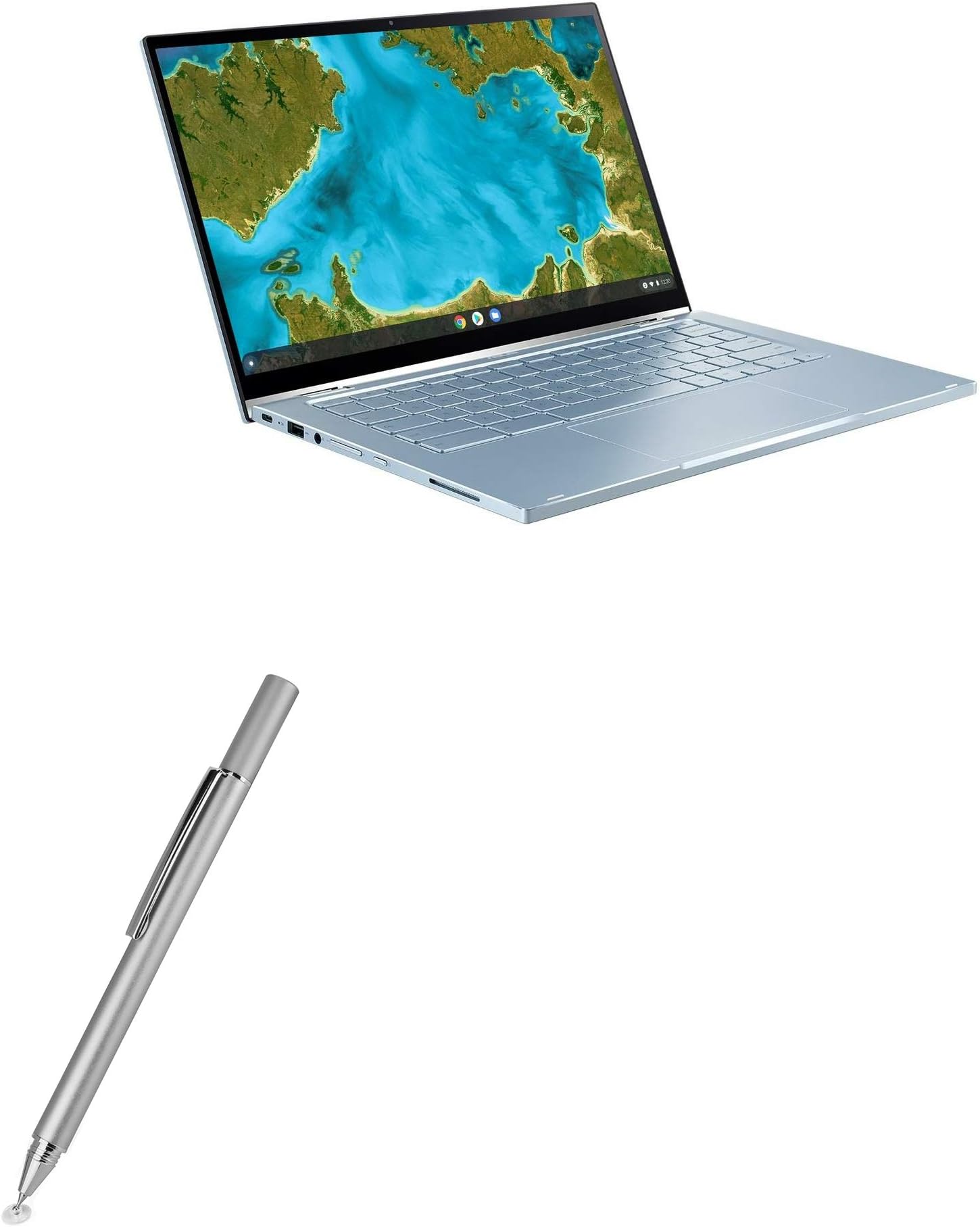 BoxWave Stylus Pen Compatible with ASUS Chromebook Flip C433 - FineTouch Capacitive Stylus, Super Precise Stylus Pen - Metallic Silver