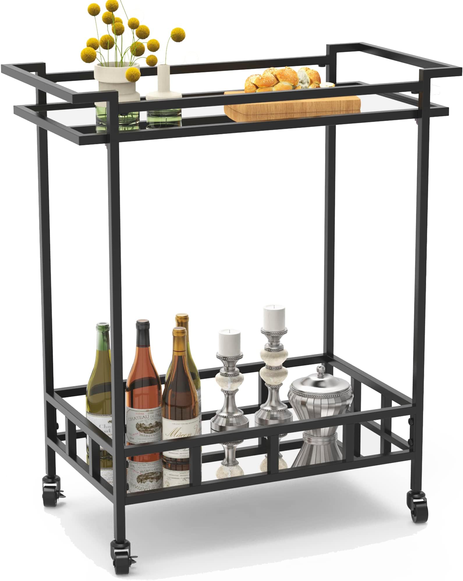 SICOTAS Bar Cart for the Home, Rolling Acrylic Kitchen