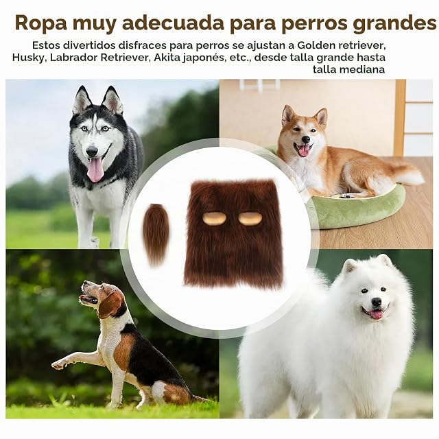 Foto 5 de 7 de yolzhxe Melena para Perro con Orejas, Ajustable Disfraz Mascota, M