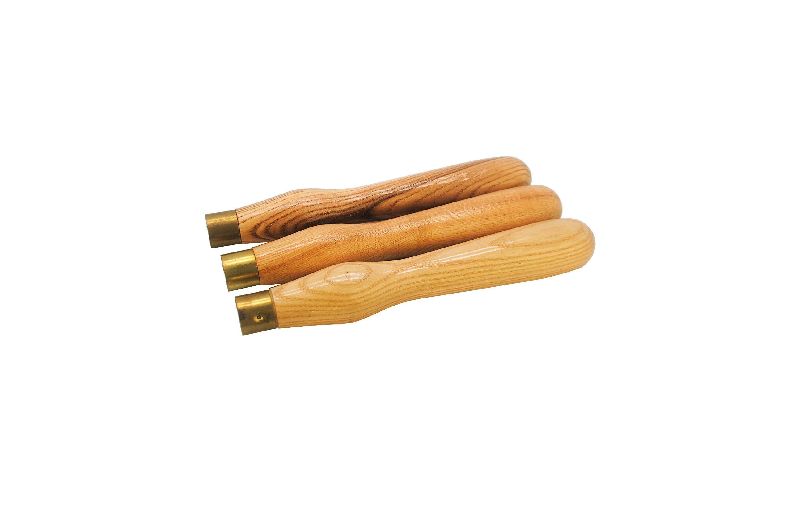 Proops 3 x 225mm Long Wood Ash Handles with Brass Ferrules for Wood Turning Tools. (W3400) Free UK Postage