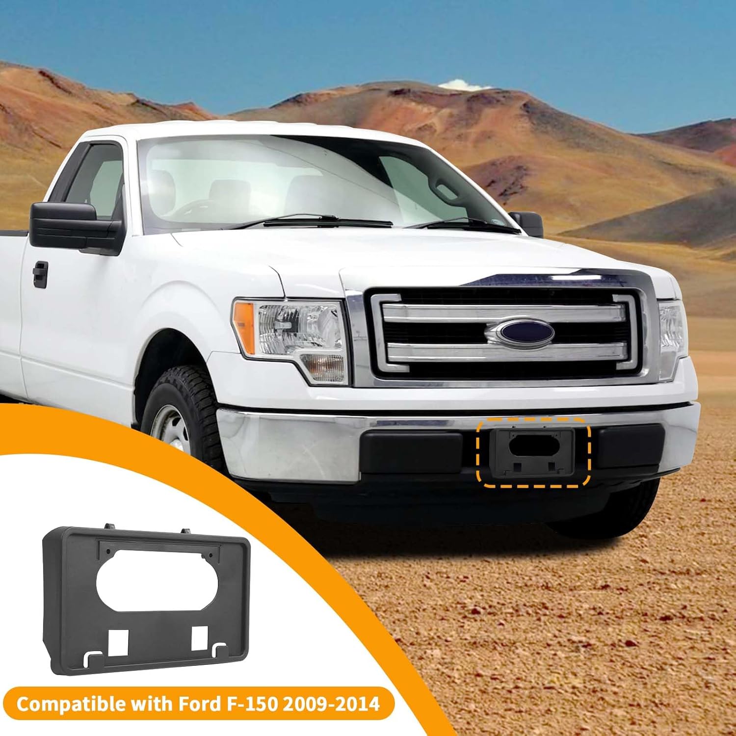 Hoolcar Front License Plate Frame Car License Plate Mounting Bracket Holder Compatible with Ford F-150 2009-2014, Black - Image 3