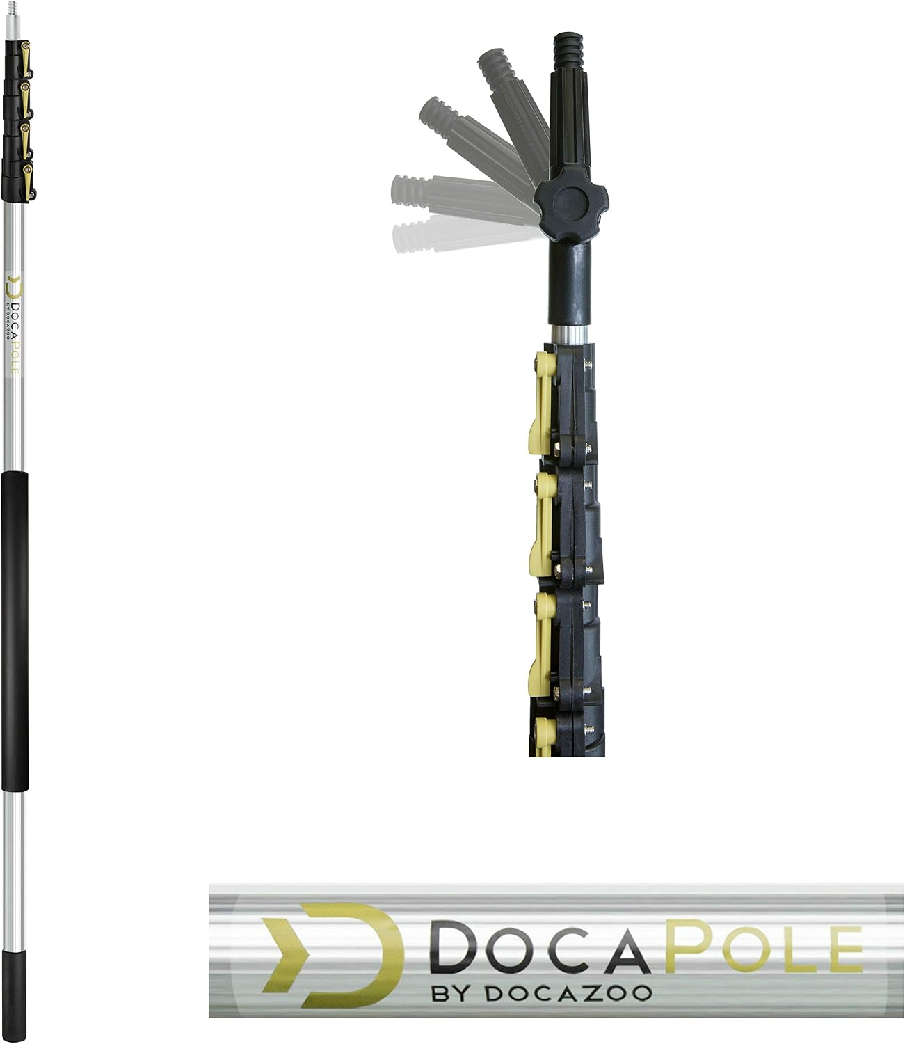 DocaPole 24 Foot Camera Pole – 6-24 ft Extension Pole + Camera Adapter for GoPro, Camera or Video Camera | Provides up to 30 Feet of Reach | Painters Pole Camera Adapter