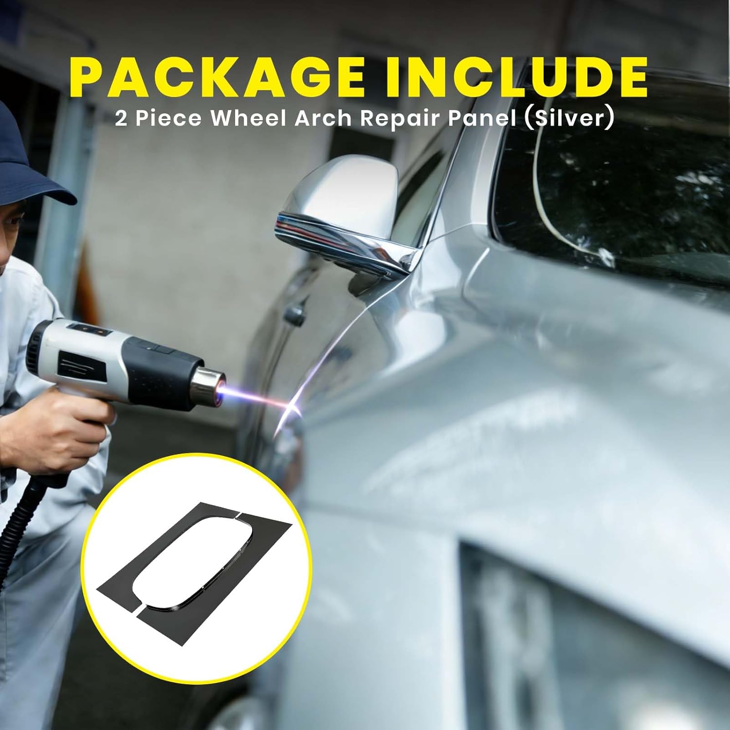 2PCS Wheel Arch Repair Panel Compatible with 2007-2014 Chevy Chevrolet Silverado 1500 2500HD 3500HD Truck Bed Rear Upper Wheel Arch Patch Quarter Panels Replacement Driver & Passenger Side (Black)