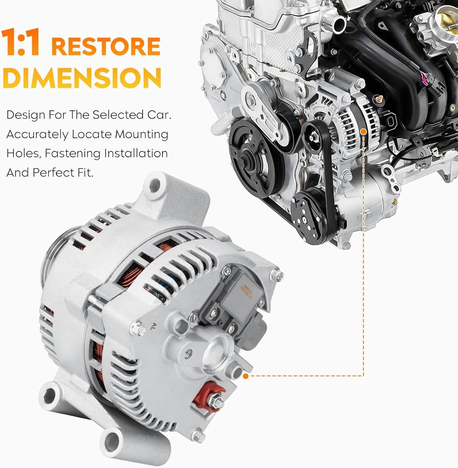 Alternator for 7.3L V8 Ford F-350 1995-1997, F250 1995-1996, E-350 Club Wagon 2003, E350 Econoline 1995-1998, E350 Econoline Club Wagon 1995-2002, AFD0070 400-14160 334-2253 F5UU-10300-BA