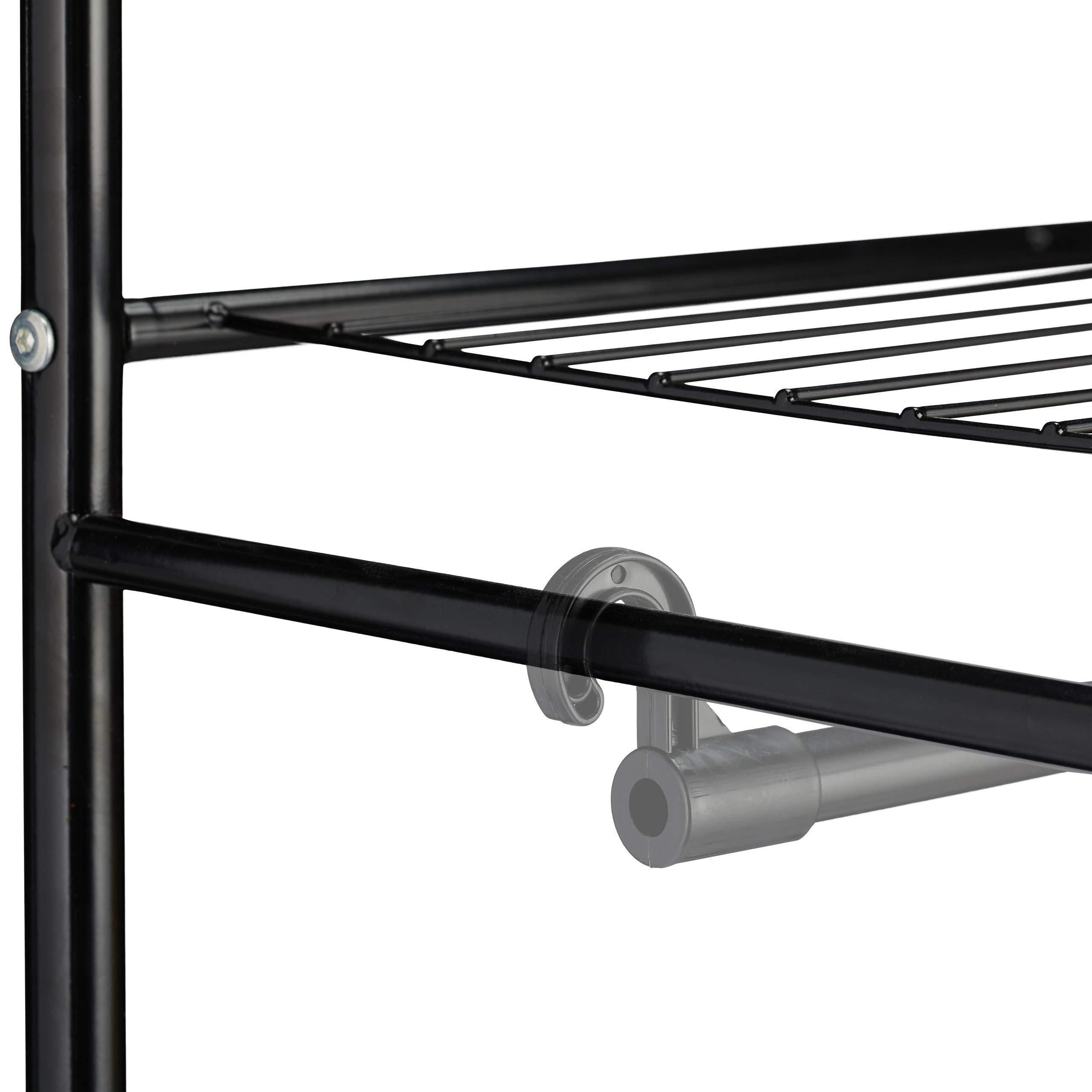 Relaxdays Armario de Metal, Perchero con Zapatero y Sombrerero, Estante Abierto, 161 x 78 x 36 cm, Negro