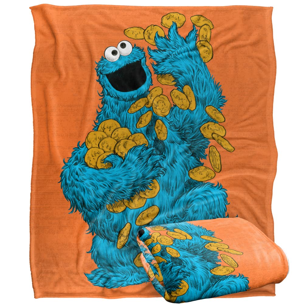 Sesame Street Cookie Monster Throw Blanket - Silky Touch, Super Soft, 152 x 127 cm
