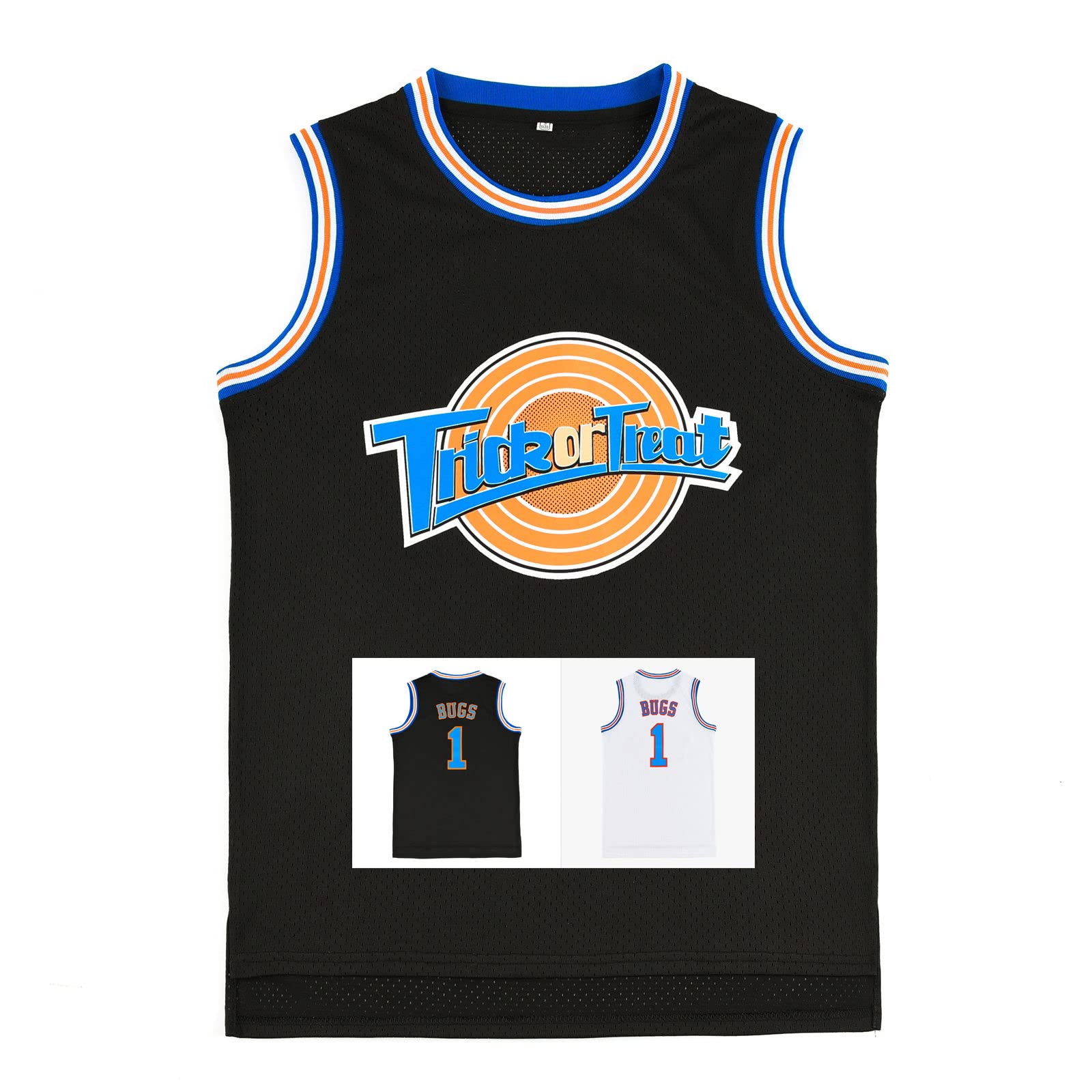 WELETIONMens Basketball Jerseys #1 Bugs #10 Lola Space Movie Jerseys 90s Throwback Halloween Costume Shirt White/Black S-XXL
