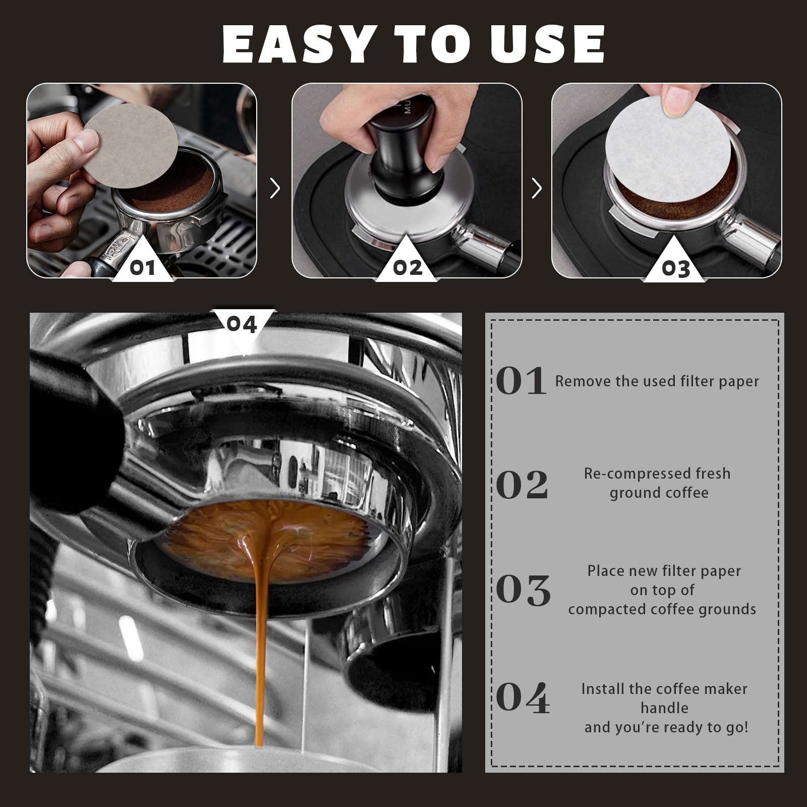 600 Stück Runde Kaffeefilter, 64 Mm Durchmesser – Aus Zellstoff, Ideal Für Büro, Café & Unterwegs, In Holzfarbe & Weiß