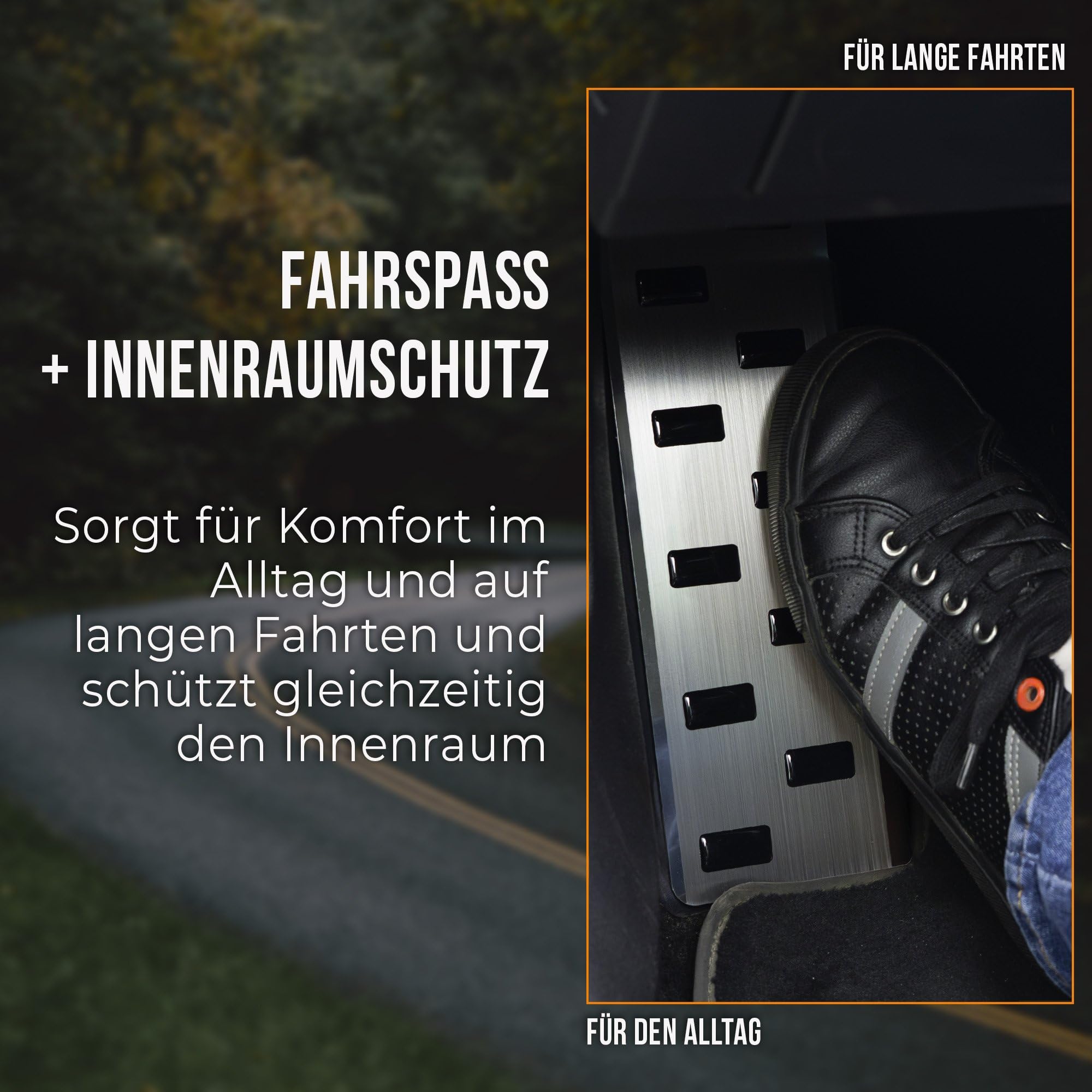 CHROMEMASTER | Fahrer-Fußstütze aus Edelstahl – Rutschhemmende Fußablage, ohne Bohren, Kompatibel mit SEAT Arona 2017+; Autozubehör: Schutz- & Zierauflage – Fersenschutz