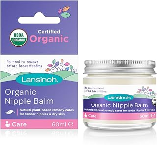 Lansinoh Organic Nipple Balm 60ml Natural Breastfeeding Cream Tasteless Odourless Dry Skin Nipple Cream Breast-feeding Pregnancy Creams Hospital Bag Maternity Essentials Postpartum Essentials New Mum