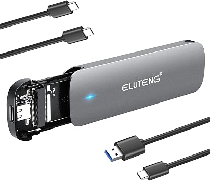 ELUTENG M.2 NVMe SATA SSD Enclosure, USB 3.2 Gen 2 10Gbps M2 SSDs Adapter | Tool-Free Dual Protocol M-Key/B+M Key External Adapter, Aluminum Case