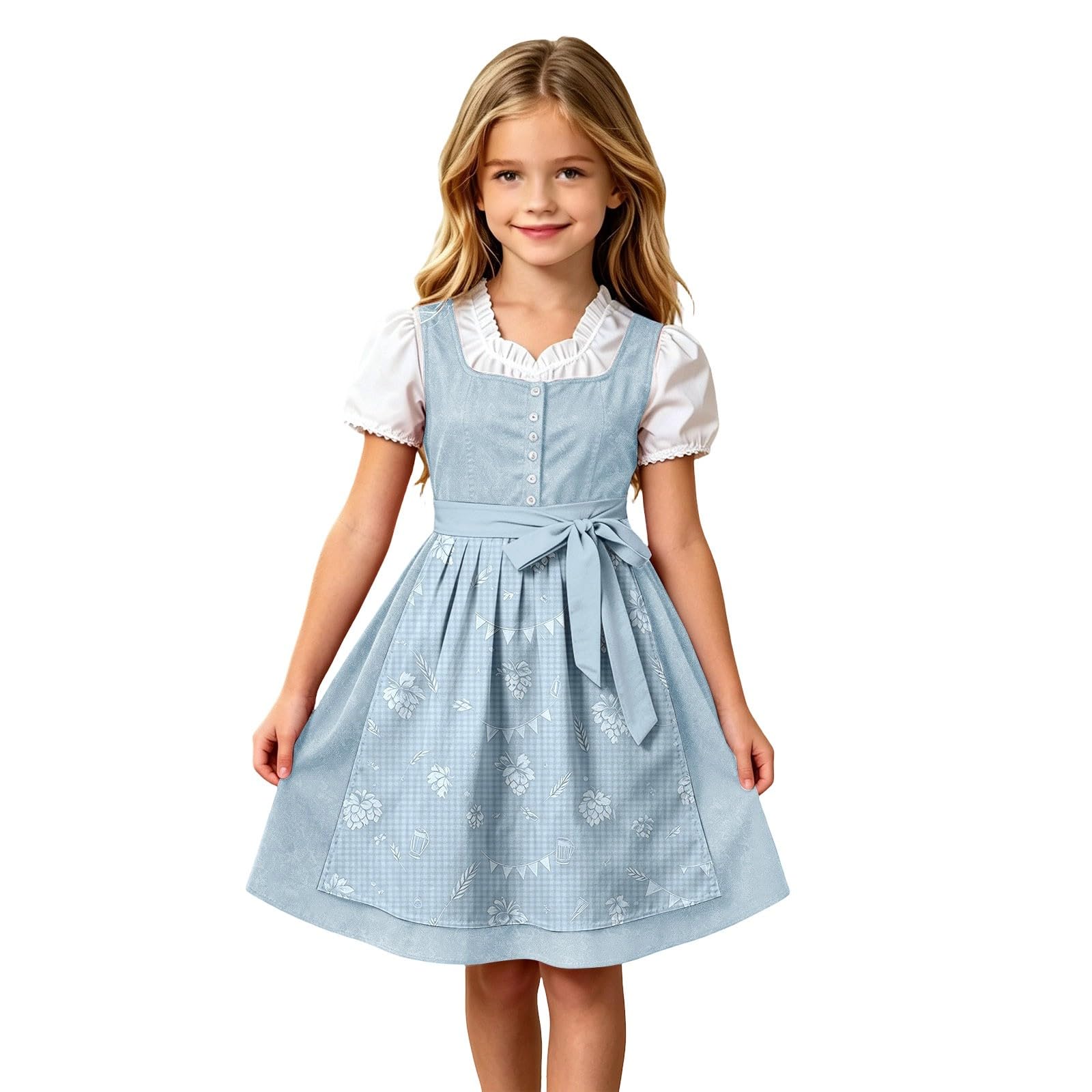 Girls Oktoberfest Costume Bavarian Beer Festival Dirndl Dress with Apron โ image 1