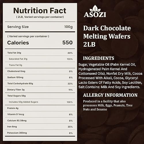 Miniatura 2 de Obleas de chocolate negro para derretir 2LB – Chocolate de fusión suave y cremoso, perfecto para sumergir, hornear, hacer dulces y decorar postres –