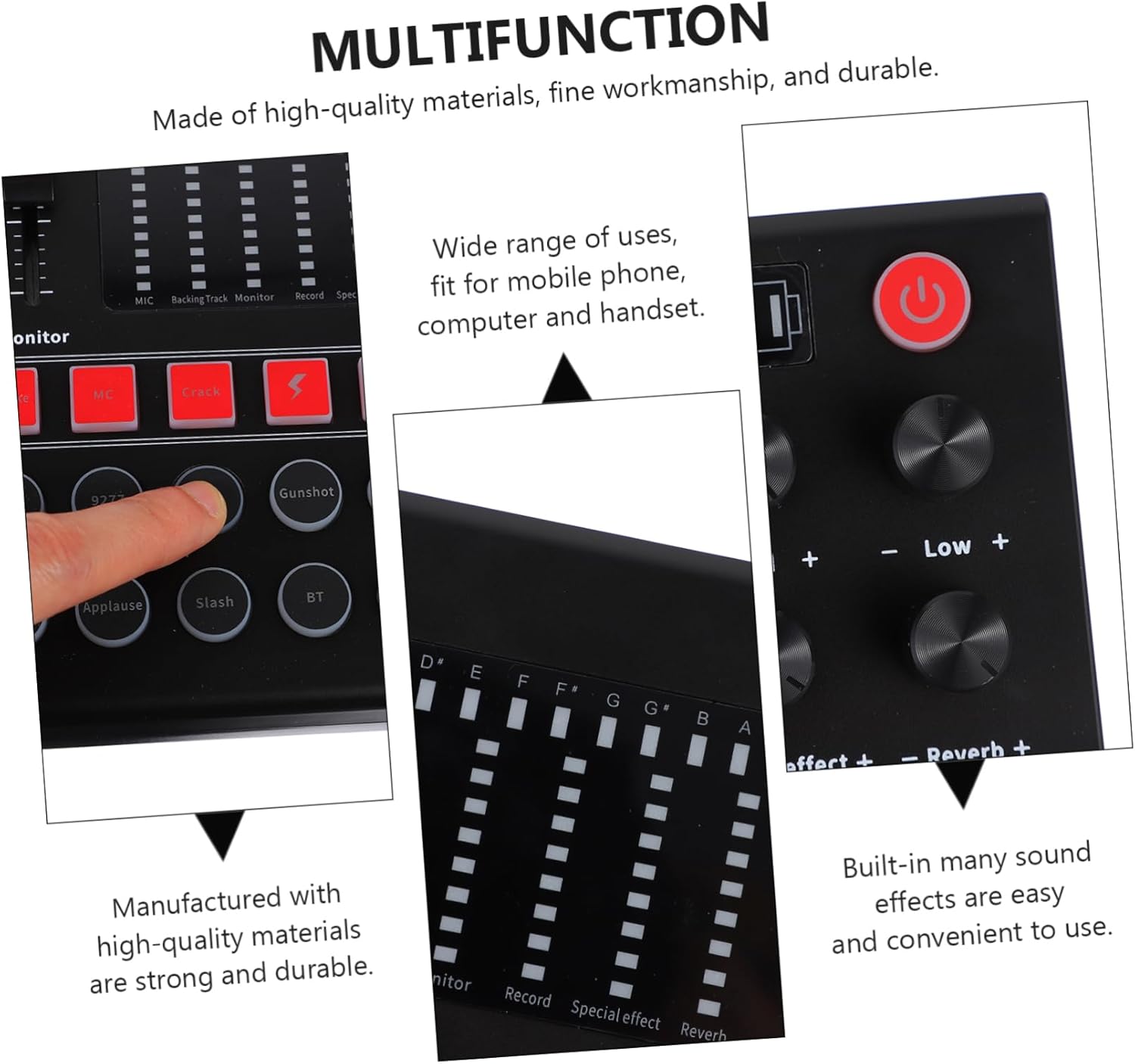 Voice Changer Live Sound Card Audio Mixer Phone Computer Sound Card Singing Effects Voice Changer for Halloween