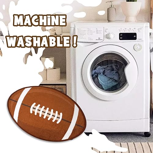 Miniatura 5 de Alfombras de baño de fútbol marrón, alfombras temáticas deportivas para dormitorio de niños, alfombras de microfibra suave antideslizante,