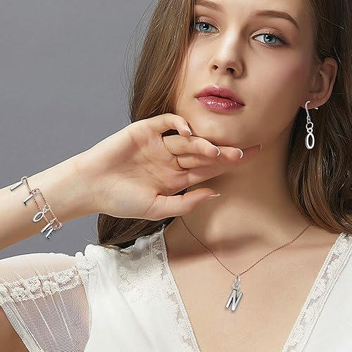 Miniatura 5 de SANNIX 156 piezas6 juegos alfabeto ABC letras Charms Capital A-Z Charms DIY pulsera collar colgantes con 200 piezas abiertos Jump anillos para hacer