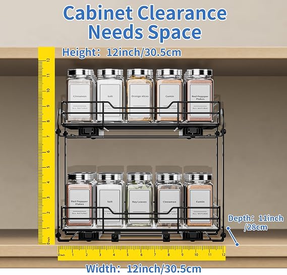 Pull Out Spice Racks for Inside Cupboard, L10.7*W11.5*H9.4inch