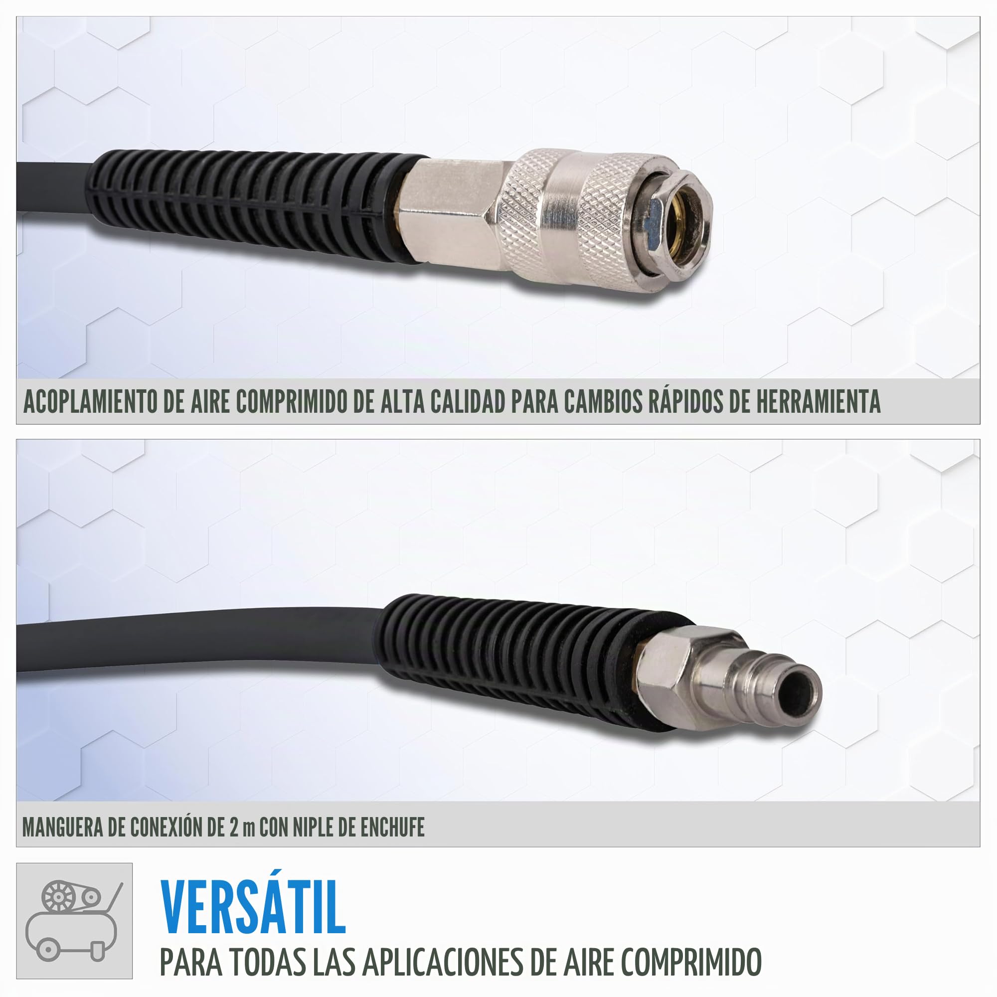 Güde Carrete de manguera automático de 10 m (presión de trabajo 12 bar, giratorio 180°, manguera de aire comprimido altamente flexible resistente al aceite y a la temperatura, rosca de conexión de