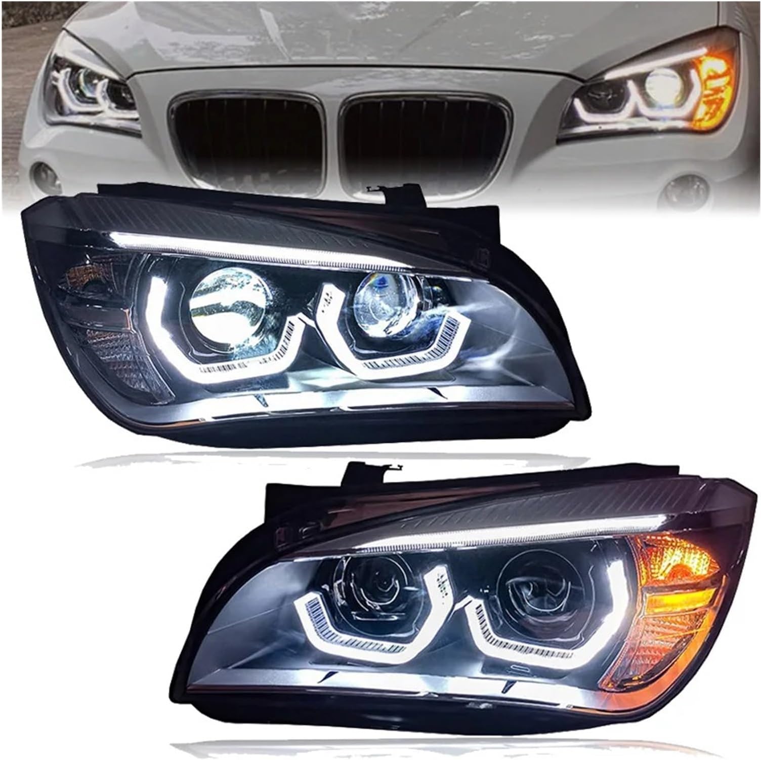 Car Headlight For BMW X1 E84 2011 2012 2013 2014 2015 Car Headlight Modified LED DRL Angel Eye Front Lamp Assembly Auto Headlamp