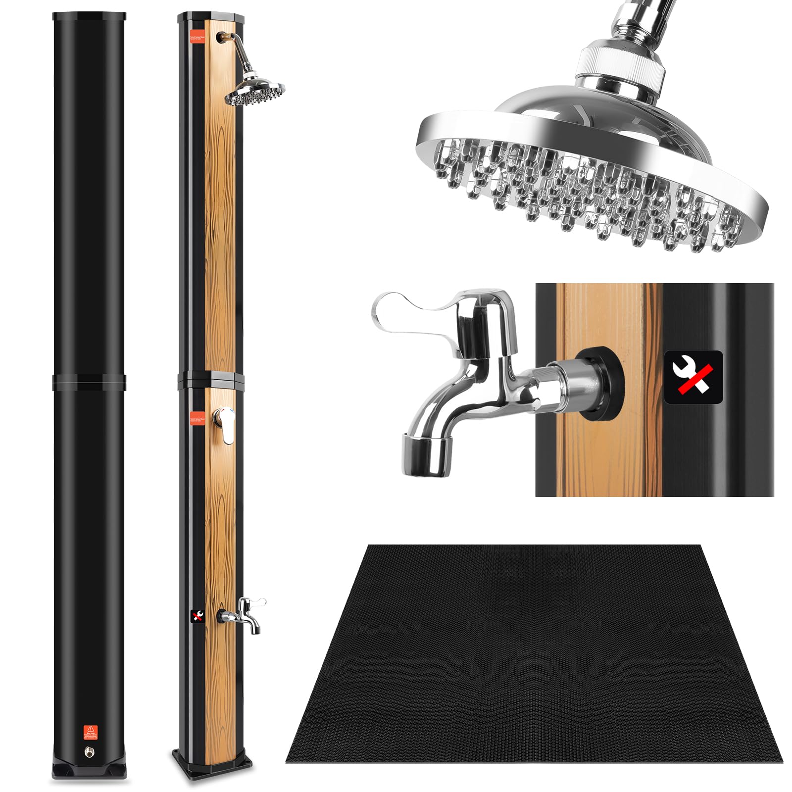 Douche solaire 40L pour éviter l'eau froide au jardin avec mitigeur