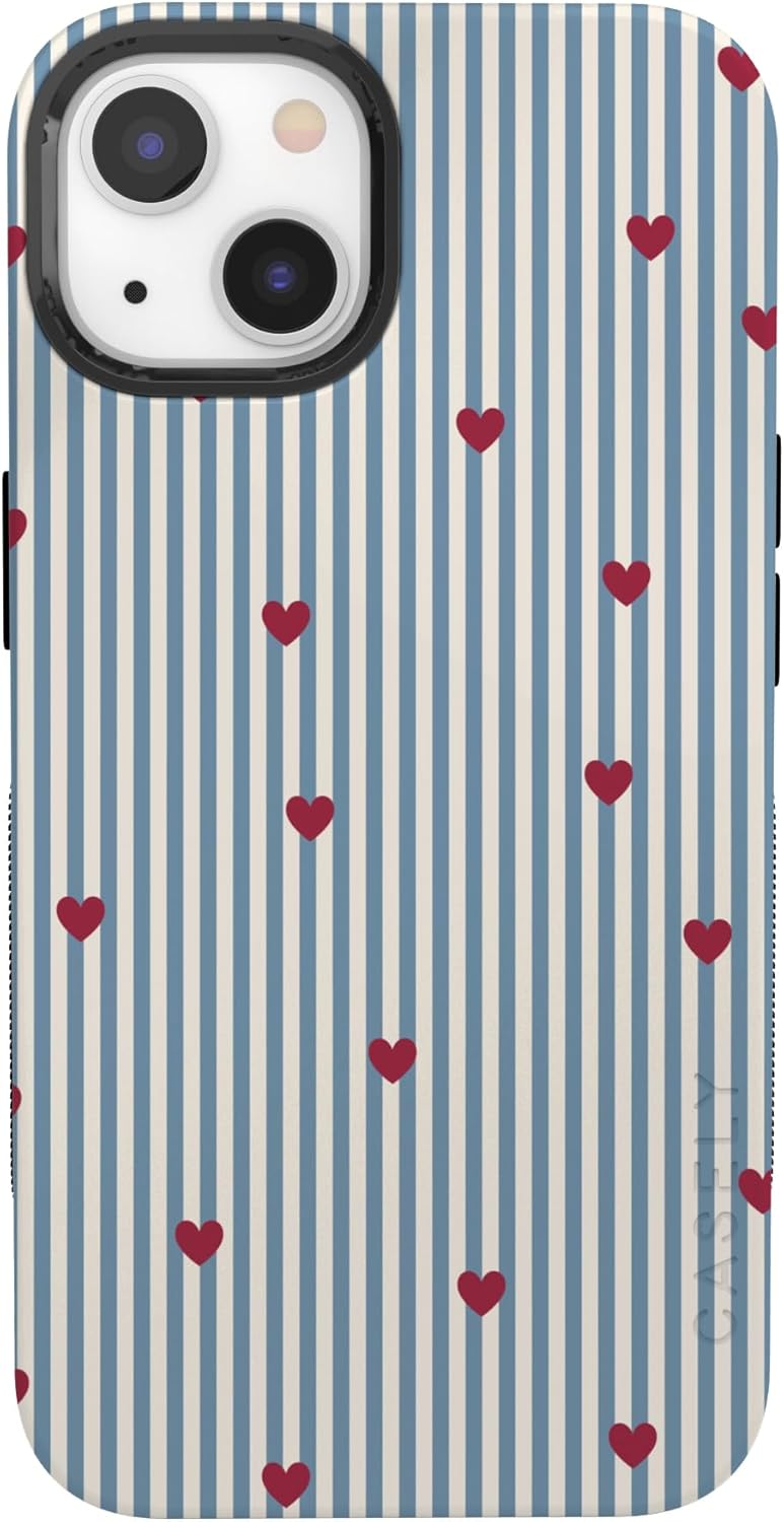 Casely iPhone 13 Mini Case | Love Lines | Blue Stripes | Bold Protective Design | MagSafe Compatible Design