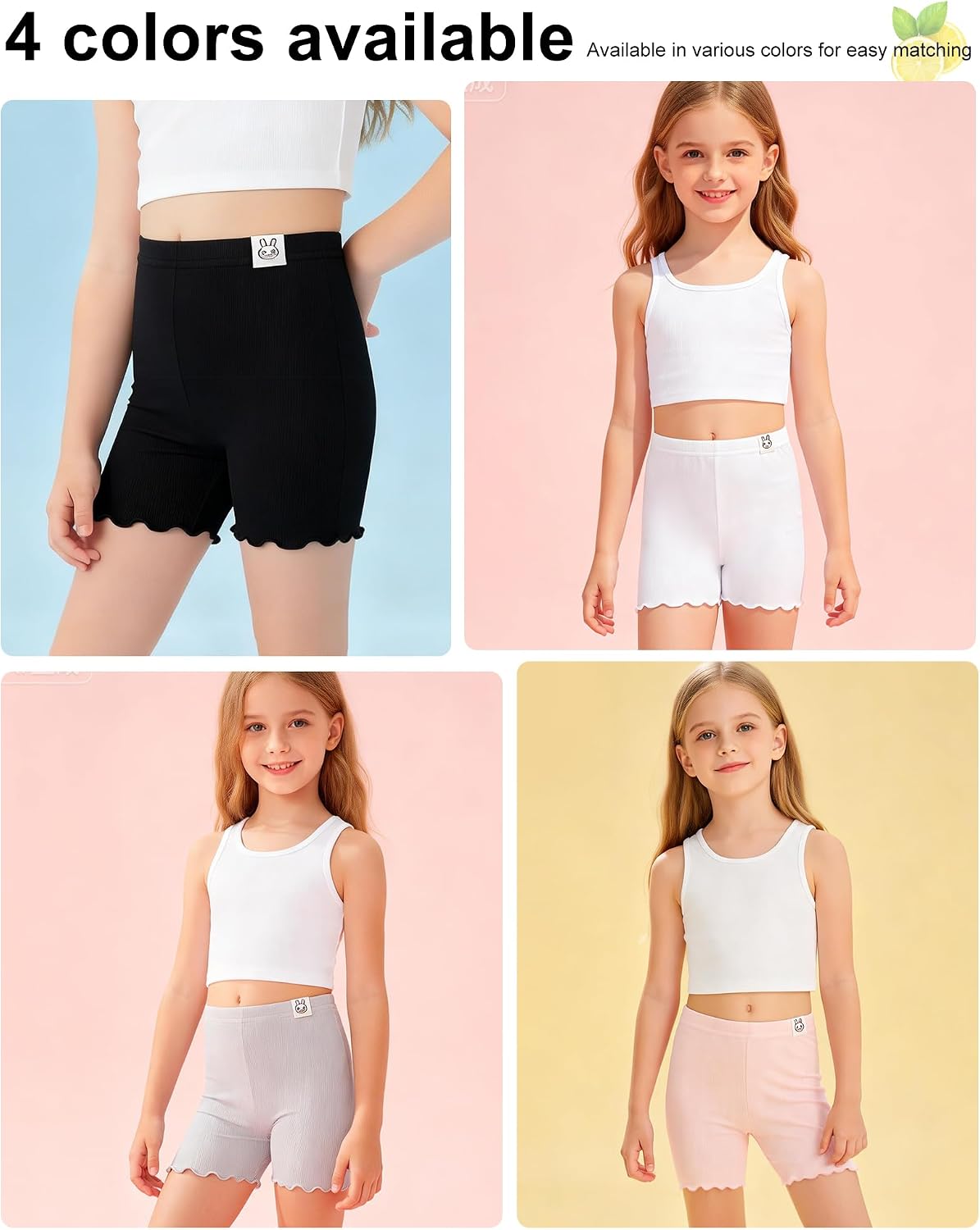 4 Pack Girls Bike Shorts Under Dress Ice Silk Safety Shorts for Toddler Kids Cartwheel Dance Summer