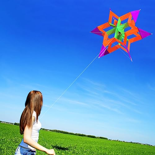 Miniatura 6 de Hengda Kite - Nueva versión de 42 pulgadas tan hermosa cometa de flor de loto 3D para niños y adultos, fácil de transportar con línea de vuelo