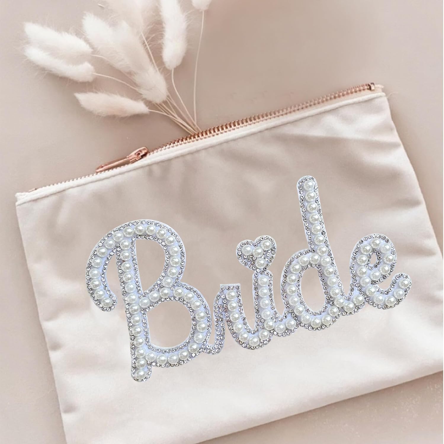 Bride Iron on Patches White Bride Letter Patches Bride Gift Pearl Bride Patches for Jacket Bag, Wedding patches-1