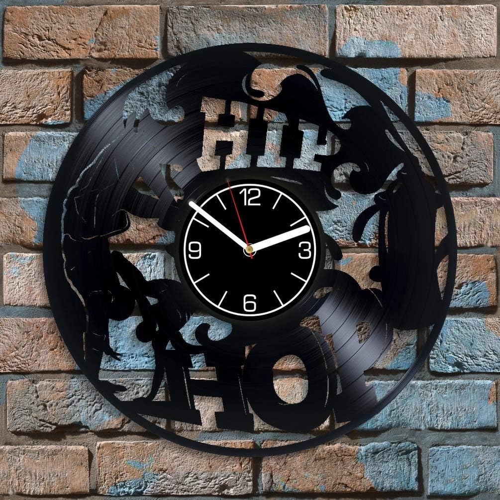 Hip-Hop Vinyl Record Music Wall Clock Music Wall Art Hip-Hop Clock Music Wall Clock Modern Hip-Hop Gift Vintage Hip-Hop Vinyl Clock Music Home Decoration 12 inch Wall Clock