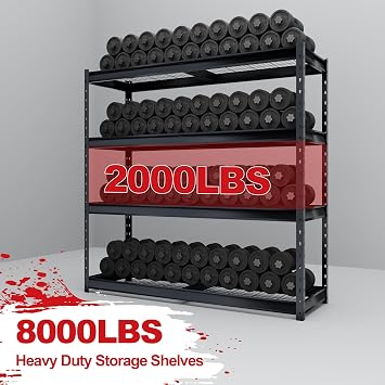 The Atlas 8000LBS Ultra Heavy Duty Garage Shelving, 72W Storage Shelves, Adjustable NSF Certified Metal Industrial Rack for Warehouse Basement, 72 W x 24 D x 72 H