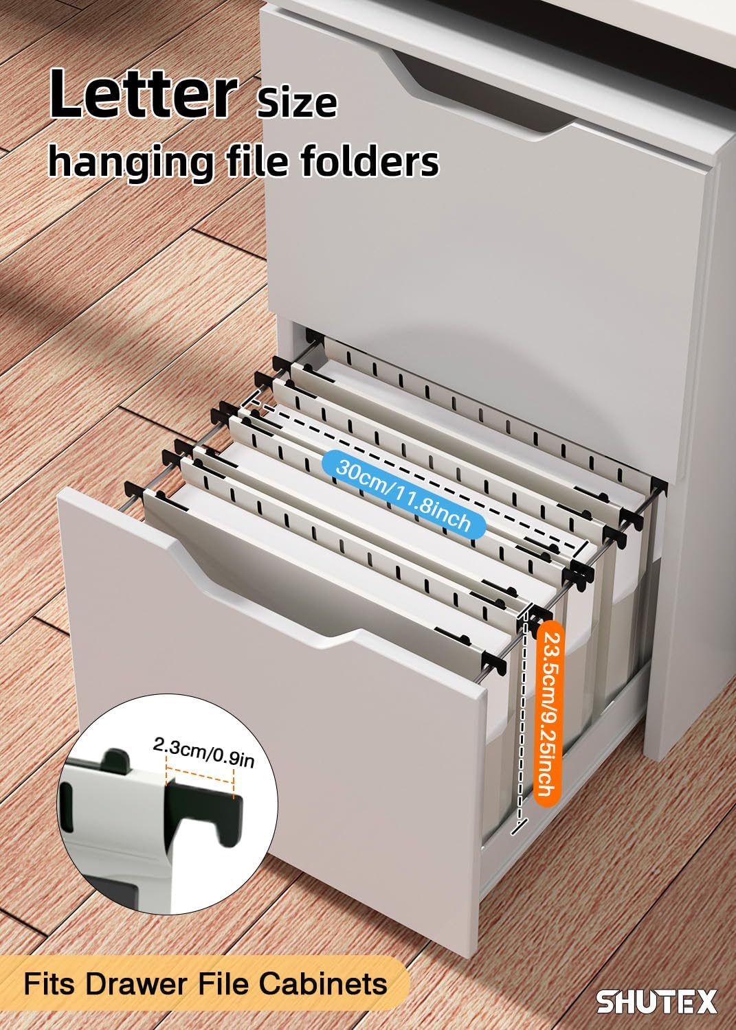 SHUTEX Extra Capacity Plastic Hanging File Folders,12 Pack Reinforced Hang Folder,Heavy Duty 7 Inch Expansion,Filing Cabinet Folders Letter Size for Bulk Files/Medical Charts(Glacier Gray)