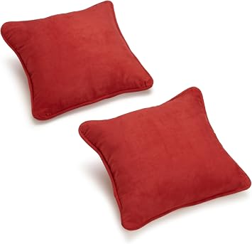Blazing Needles Corded Microsuede Throw Pillows Set of 2, 18" x 18", Cardinal Red