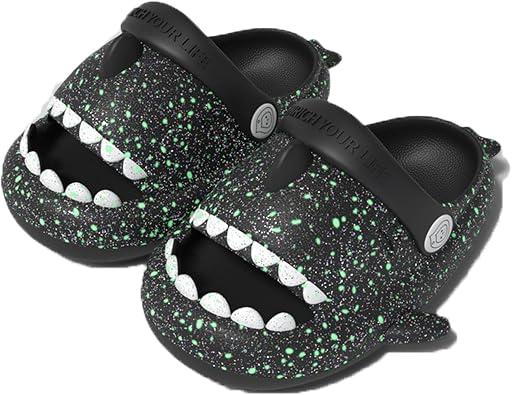 Zureto Kids Shark Slides Glow in The Dark, Shark Slippers, Spooky Shark Slides, Cloud Shark Slides Angler Fish Slides Glow in the Dark
