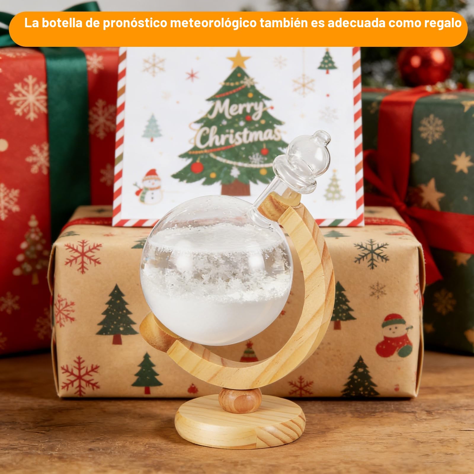 Pronóstico del tiempo de vidrio tormenta, estación meteorológica en forma de globo, bola de cristal decorativa para oficina, hogar