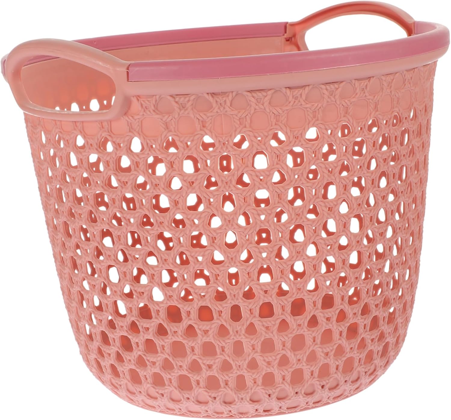 Zerodeko Hollow Storage Basket with Handles Medium Laundry Hamper for Bathroom and Bedroom Breathable Material Organizer for Clothes and Sundries Lightweight Portable Laundry Bin Light Pink