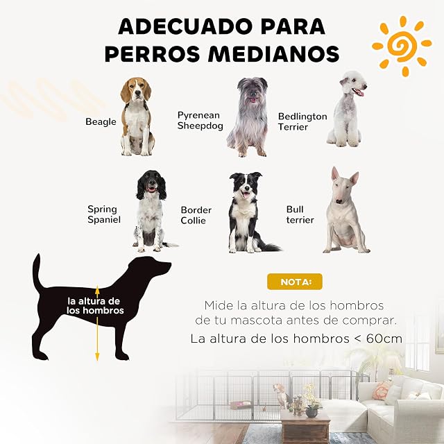 Foto 6 de 8 de PawHut Parque para Perros 12 Paneles 80 cm Altura Acero Plegable Negro