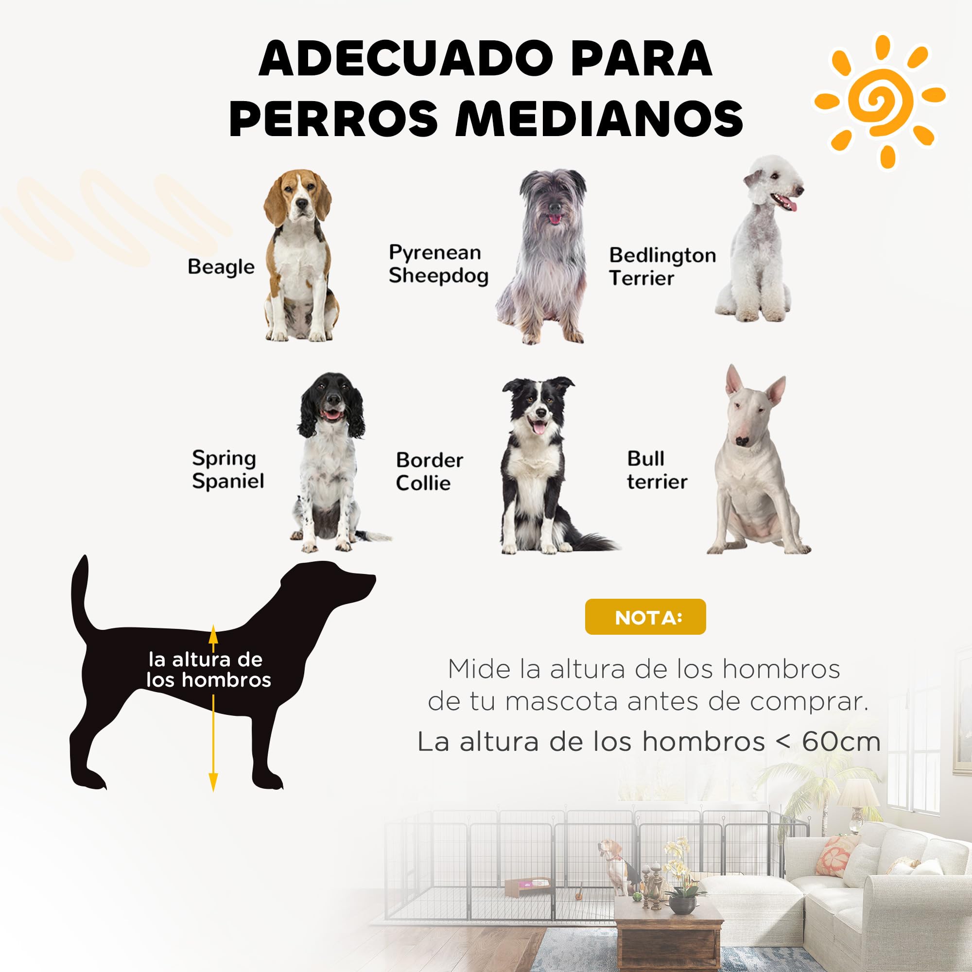 PawHut Parque para Perros de 12 Paneles de 80 cm de Altura, Vallas para Perros de Acero Resistente Plegable, con Puertas, para Interior y Exterior, Negro
