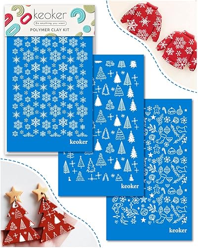 Serigrafía de seda navideña para arcilla polimérica, plantillas de serigrafía de Navidad para arcilla polimérica, impresión en arcilla y otras joyas