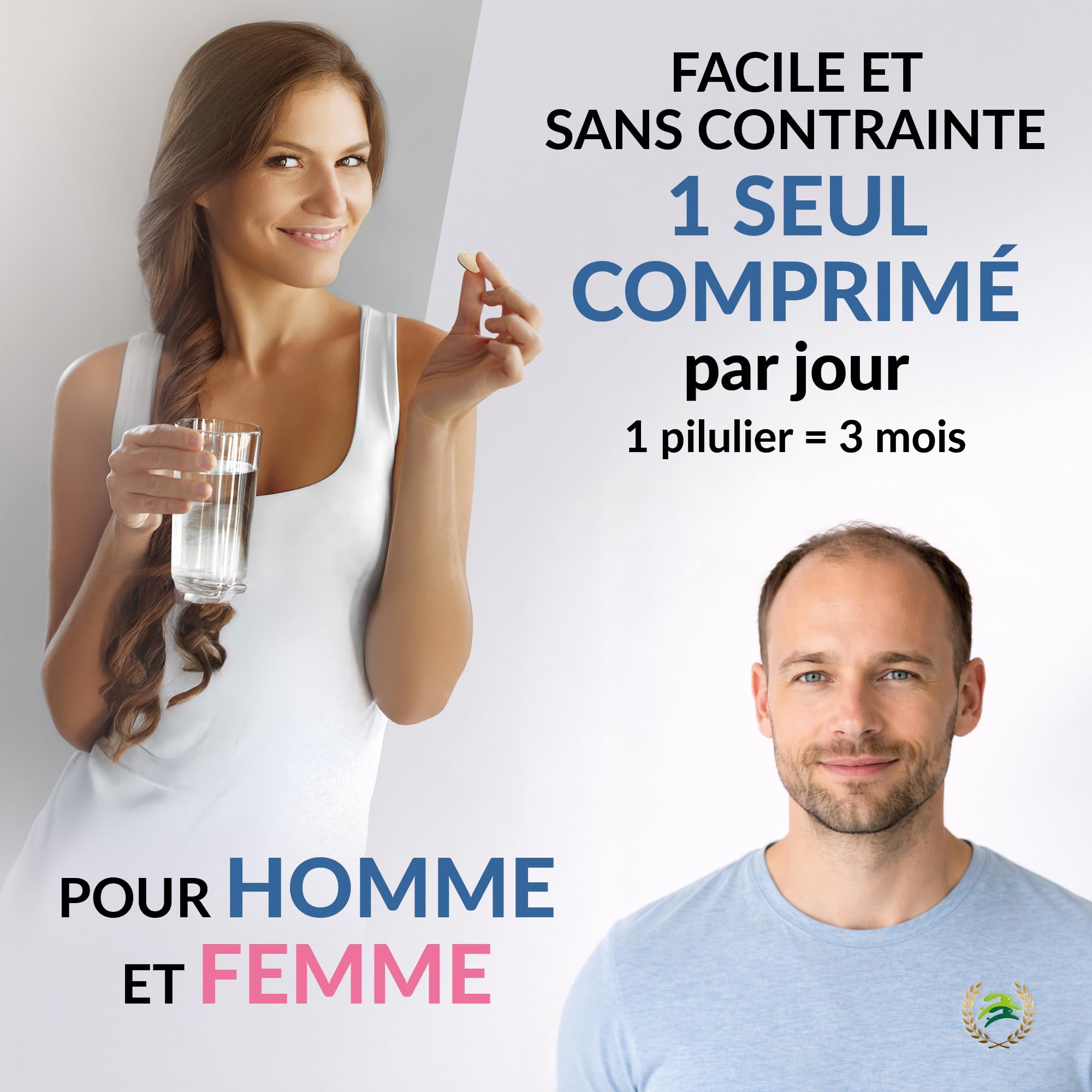 BIO 5 Chute des Cheveux – Anti-Chute Bio – 90 Comprimés (3 Mois) – Cheveux Fins & Clairsemés – Complément Alimentaire – Homme & Femme – Fabriqué en France
