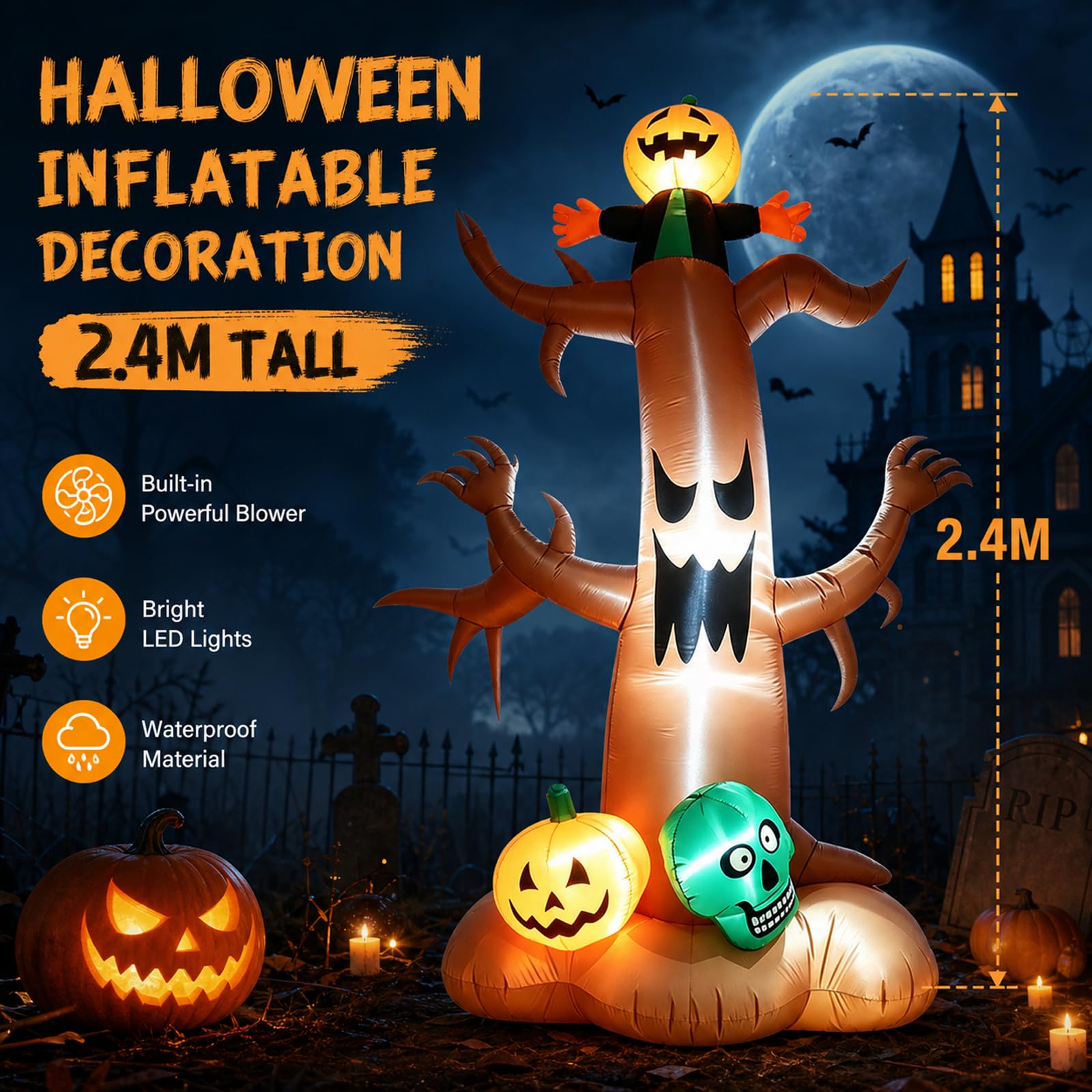 Halloween Nadmuchiwane Figurki, Szybkie Pompowanie I Prosty Montaż, Do WewnąTrz, Na ZewnąTrz, PodwóRko, OgróD, Trawnik, PrzyjęCie, Dekoracja E