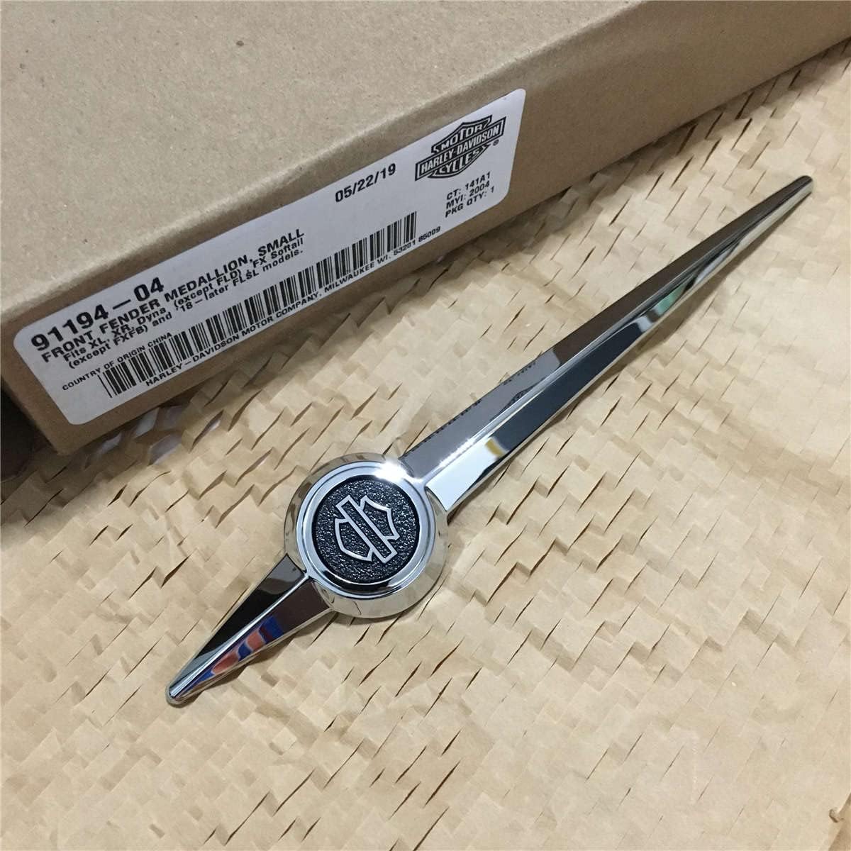 Bar Shield Front Fender Mudguard Trim Spear Medallion For Harley Touring Trike Models 1984-2019 Heritage Softail 1986-2017 FLD 2012-2016 Chrome Small