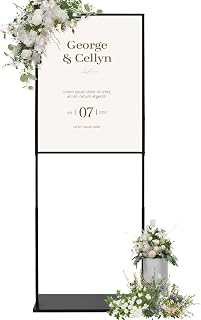 Wedding Sign Stand, Adjustable Metal Welcome Sign Stand 23.6"W x 63"H, Double-Sided for Board & Foam Sign, Floor Easel Frame Stands for Reception Party Bridal Baby Shower Poster Display