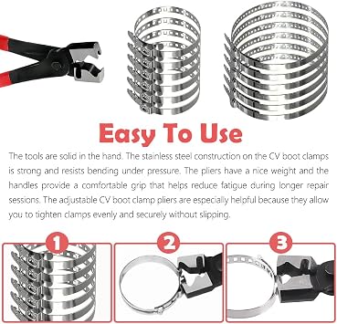 13Pcs Hose Clamp Pliers with CV Boot Clips Kit, CV Boot Clamp Pliers for Car Clip Repair, Universal Hose Clip Pliers for Automotive Maintenance